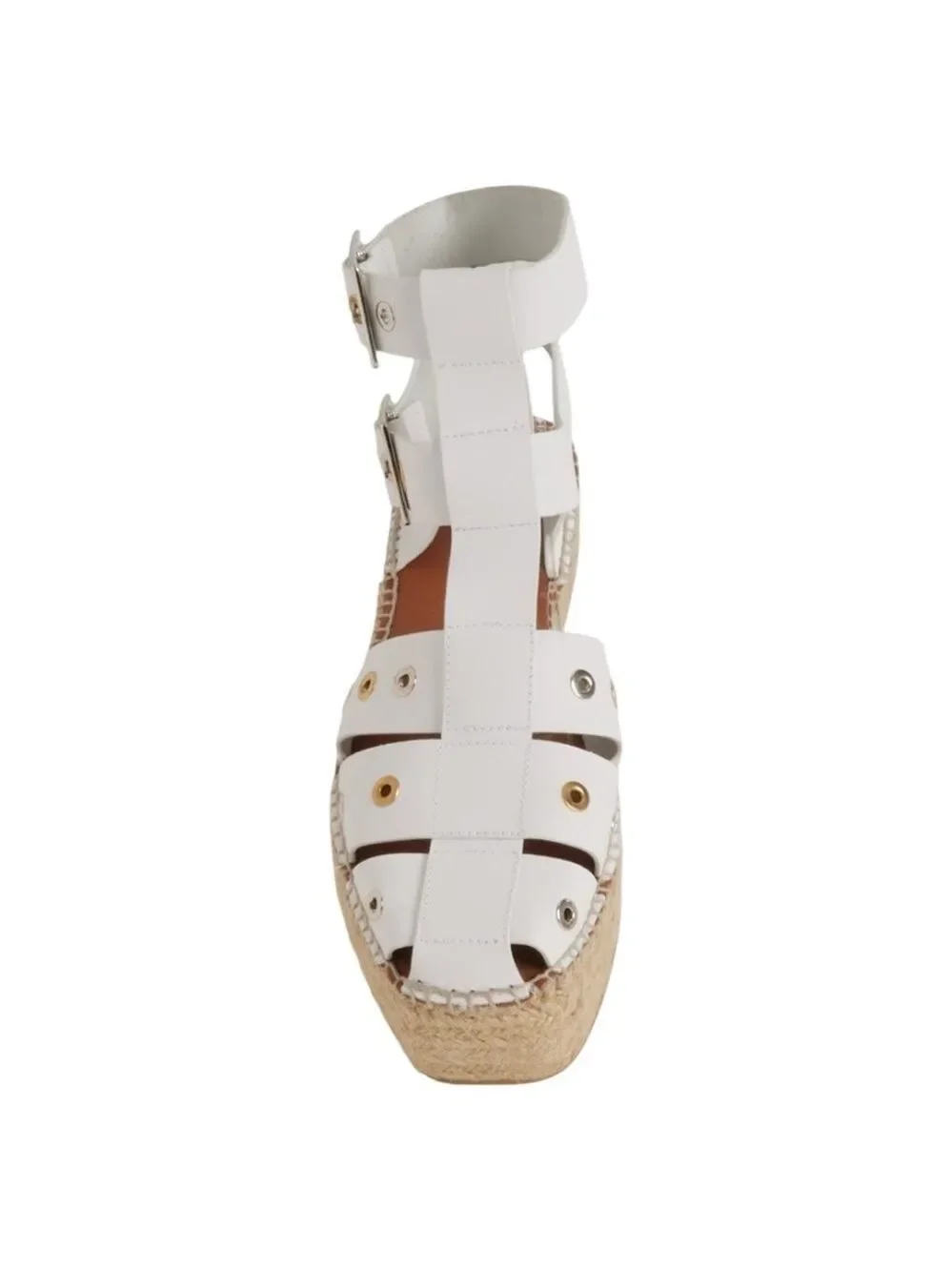 Free People Gable Glad Espadrille Gladiator Sandals White Leather Size 36, US 6